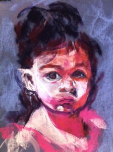 Fourth sketch of girl in pink