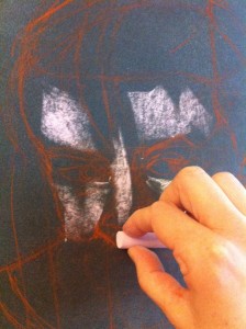 caitlyn sketch 2 applying the first pastel strokes to the portrait painting