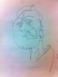 Blind contour with hair up Blind contour with hair up